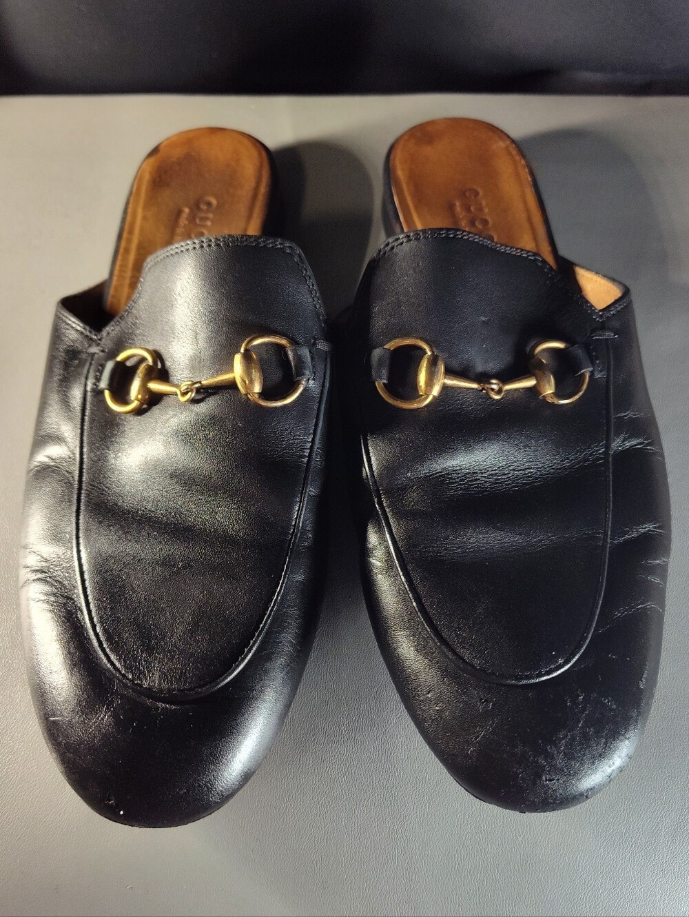 Gucci Princetown Horsebit Loafer Mules Slip-on Black Leather Eu 35.5 US 5.5